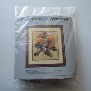 Pheasant on Point Picture Columbia Minerva Needlepoint Vintage kit #2114, 1984